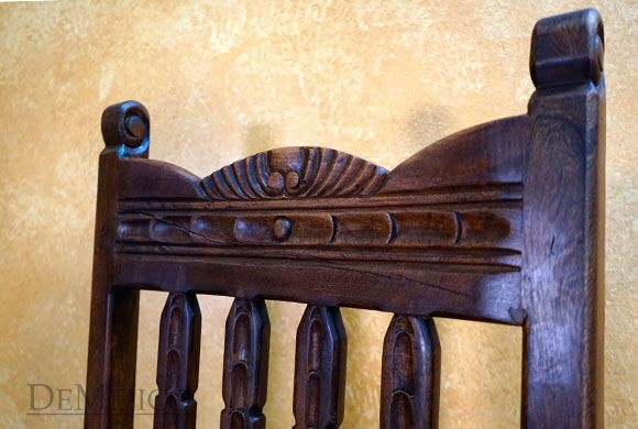 Spanish Carved Kitchen Chair, Silla Santa Fe with Arms
