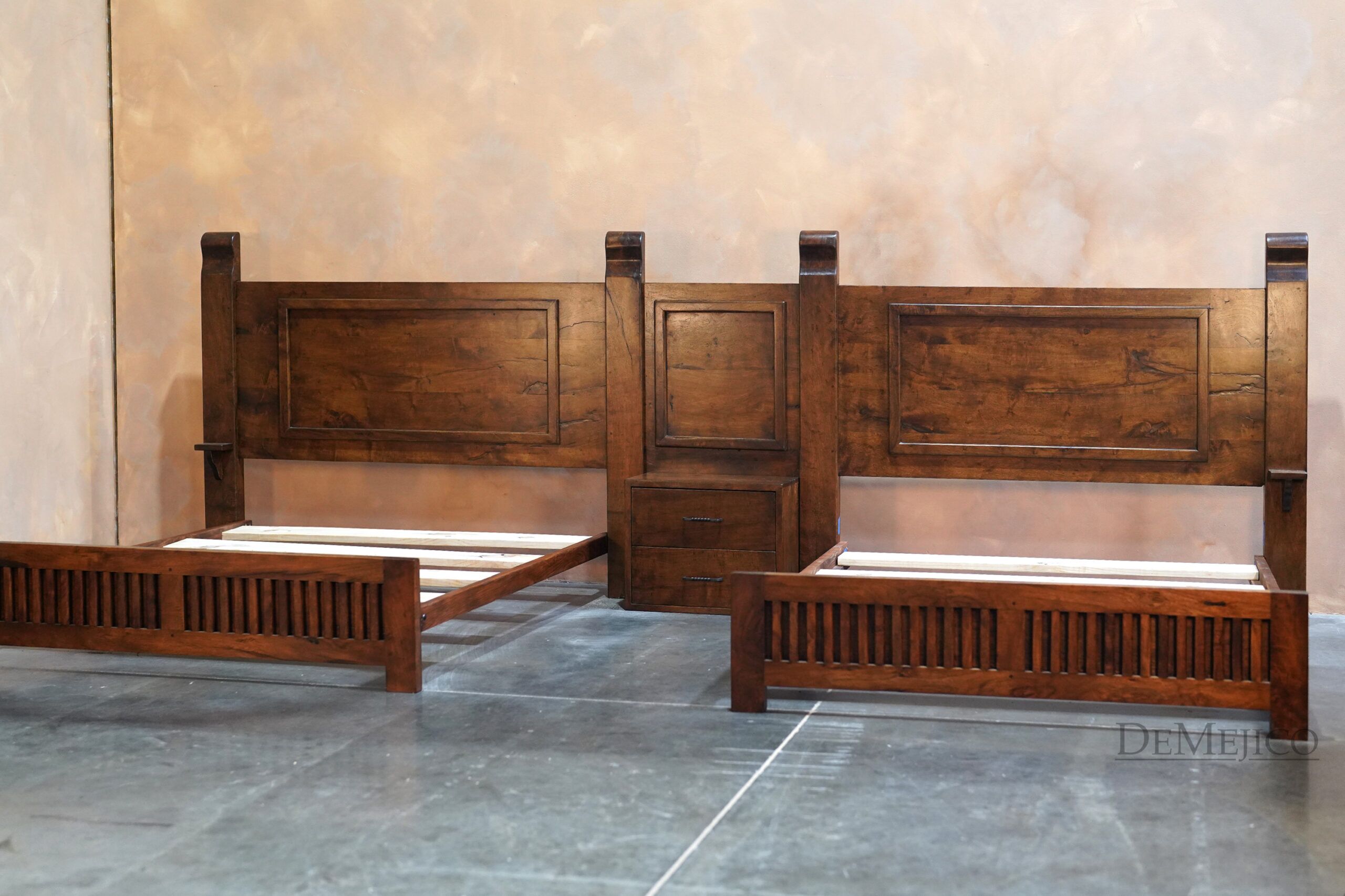 Miguel Double Bed, Large Spanish Bed, Panel Bed - Demejico