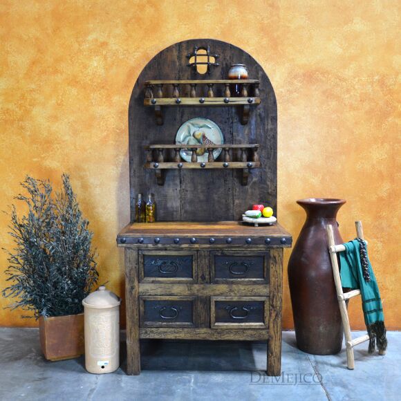 old world bakers rack made from reclaimed wood