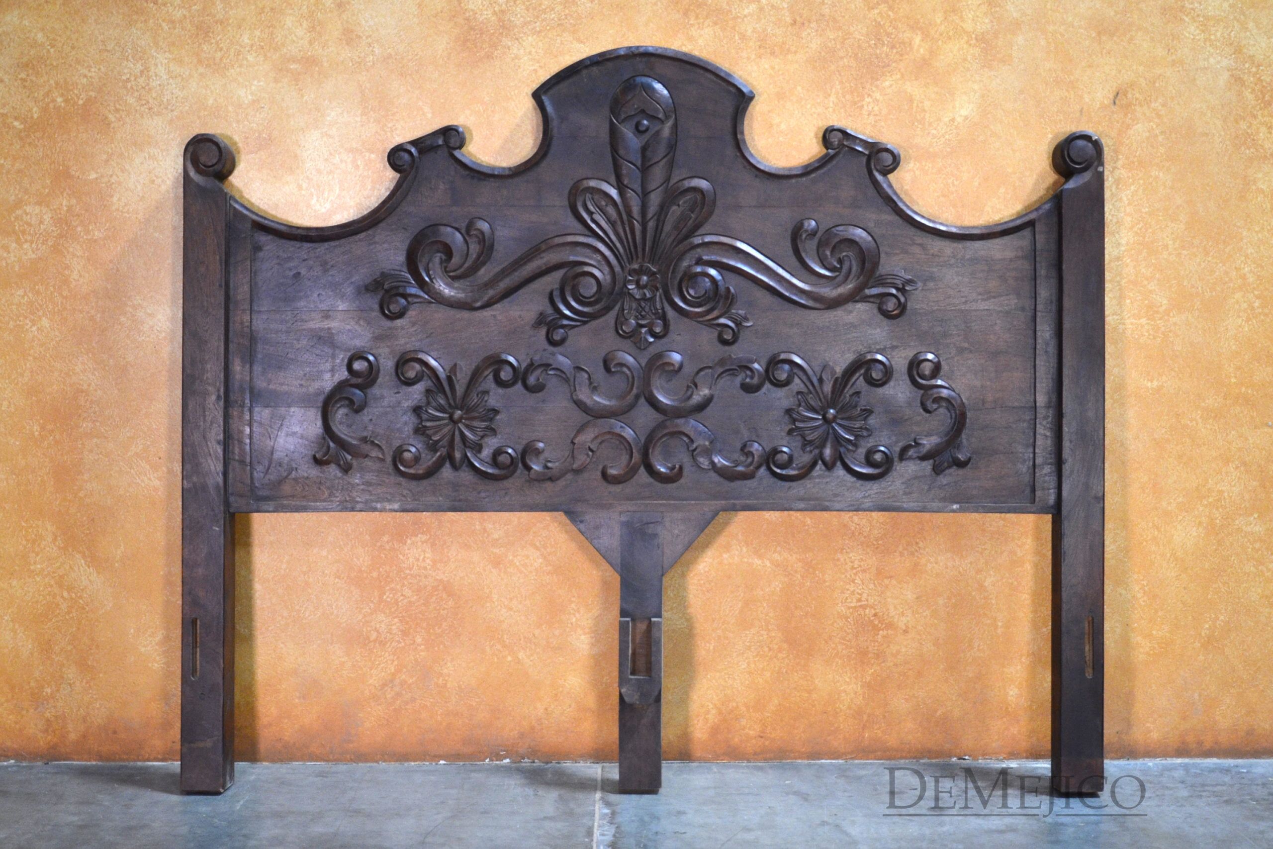 Spanish Conquista Hand Carved Bed, Spanish Colonial Bed - Demejico