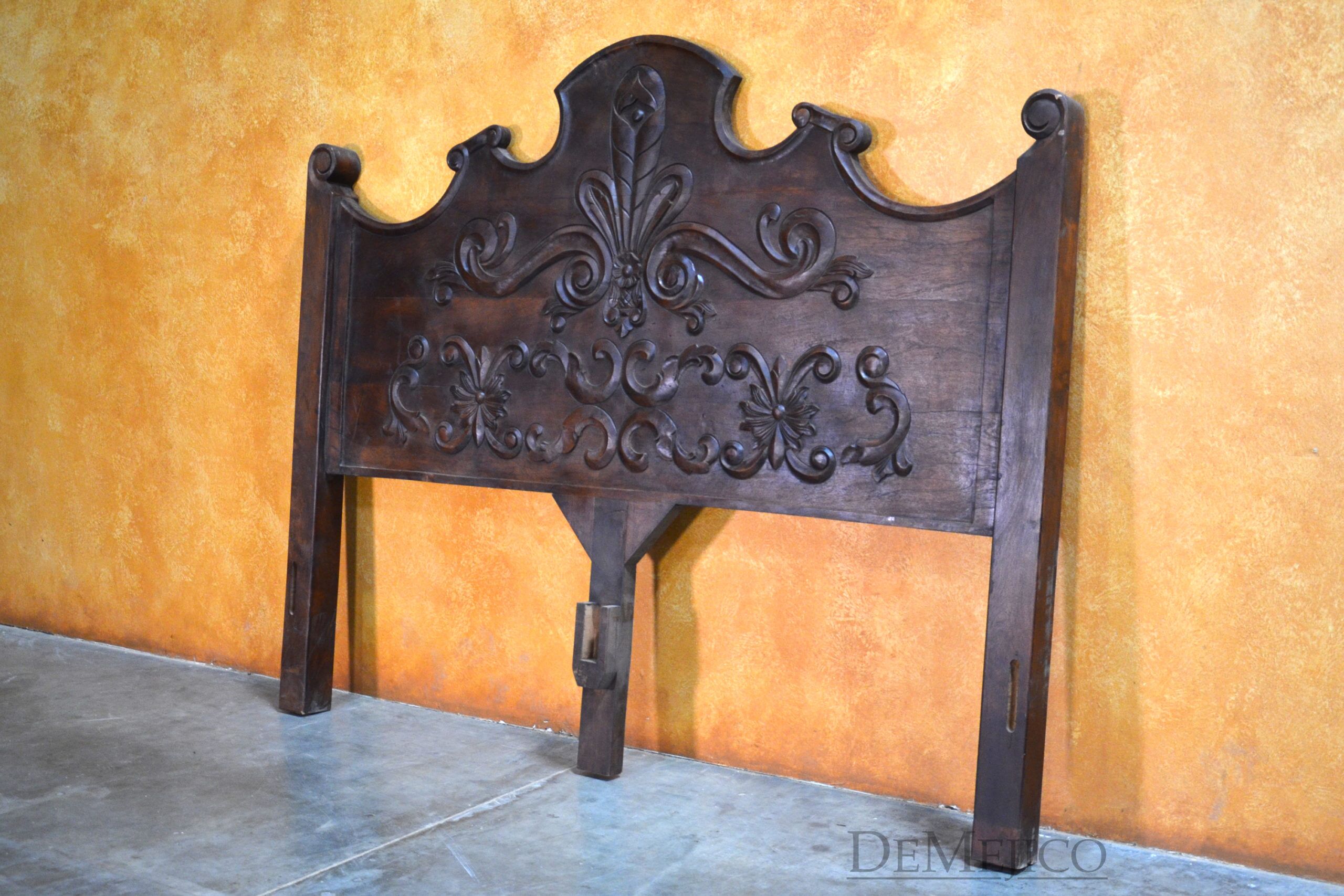 Spanish Conquista Hand Carved Bed, Spanish Colonial Bed - Demejico
