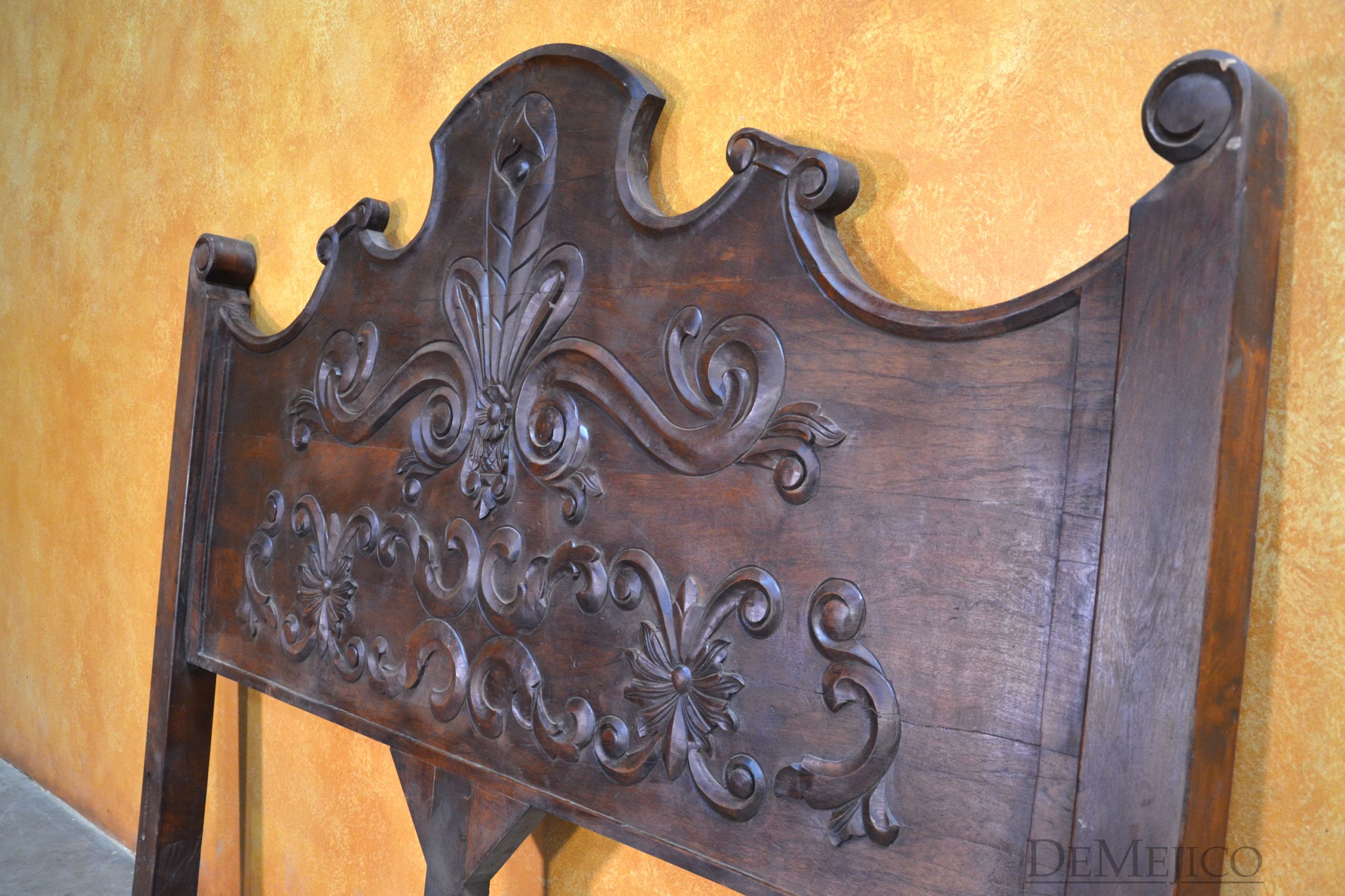Spanish Conquista Hand Carved Bed, Spanish Colonial Bed - Demejico