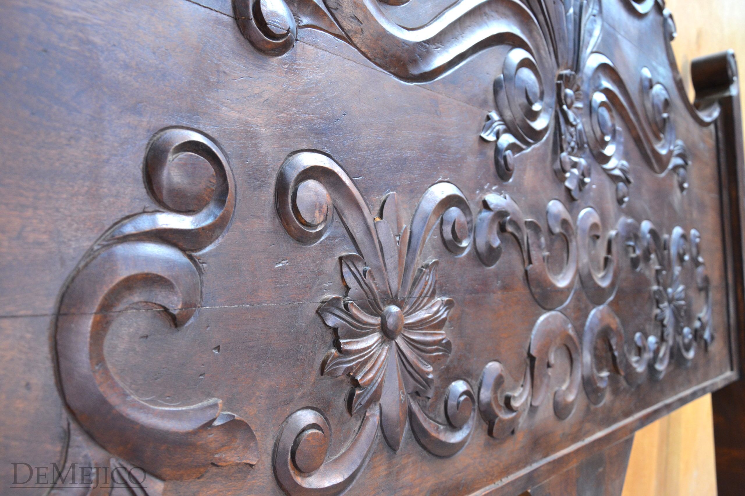 Spanish Conquista Hand Carved Bed, Spanish Colonial Bed - Demejico