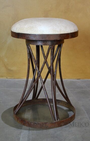 round cowhide counter stool