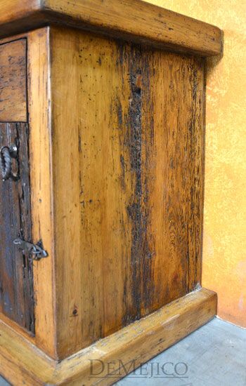 Old Wood Patina Nightstand, Rustic Nightstand