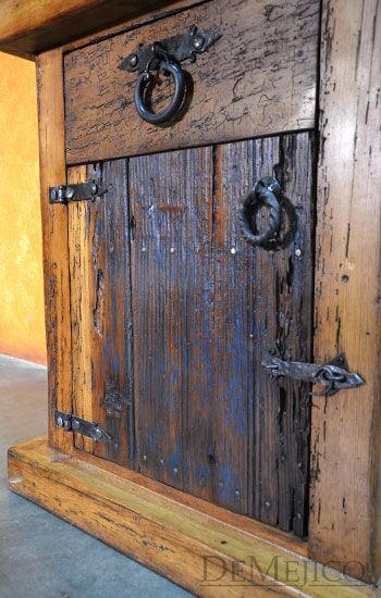 Old Wood Patina Nightstand, Rustic Nightstand