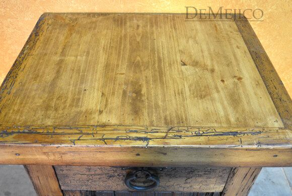 Old Wood Patina Nightstand, Rustic Nightstand