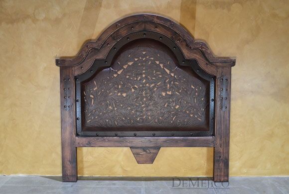 western tooled leather bed