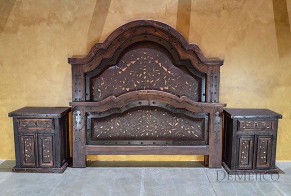 western tooled leather bed