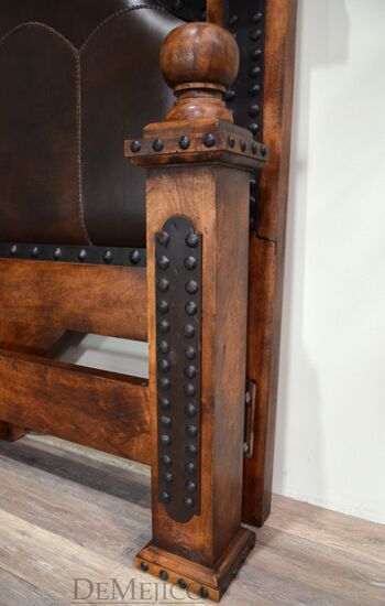 stitched leather bed