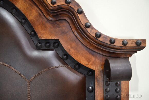 stitched leather bed