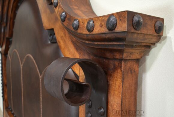 stitched leather bed
