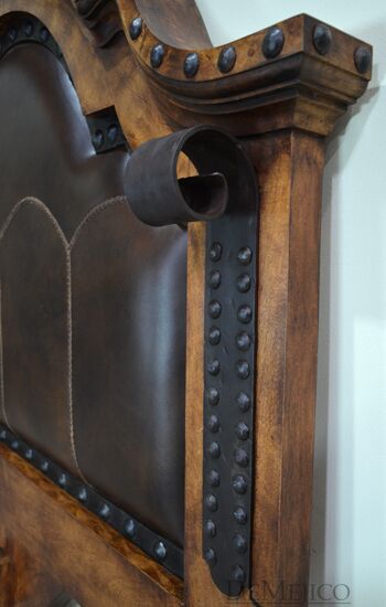 stitched leather bed