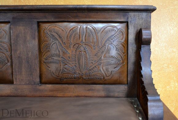 Spanish Poster Bench, Leather Entry Bench, Foyer Bench, Spanish Entry Bench