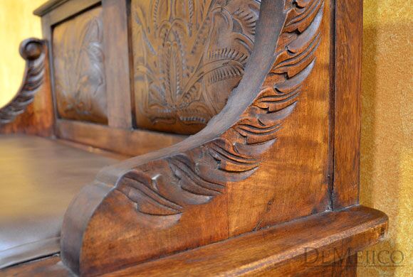 Spanish Poster Bench, Leather Entry Bench, Foyer Bench, Spanish Entry Bench