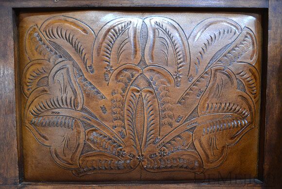 Spanish Poster Bench, Leather Entry Bench, Foyer Bench, Spanish Entry Bench