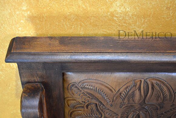 Spanish Poster Bench, Leather Entry Bench, Foyer Bench, Spanish Entry Bench
