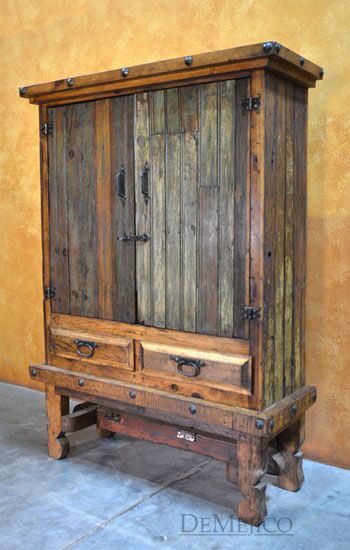 Armario Yugos, Rustic Armoire, Tall Armoire, Antique Old Door Armoire