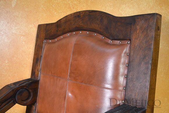 Banca Hacienda, Spanish Leather Bench, Captains Chair, Living Room Accent Chair, Spanish Style Seating