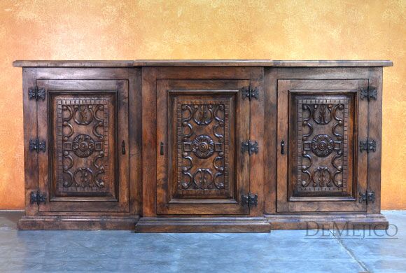 Mesquite Oaxaca Buffet, Carved Buffet, Spanish Buffet Table
