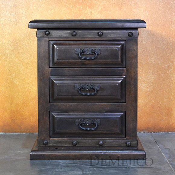 Alamo Mesquite Nightstand, 3 Drawers, Bedside Table
