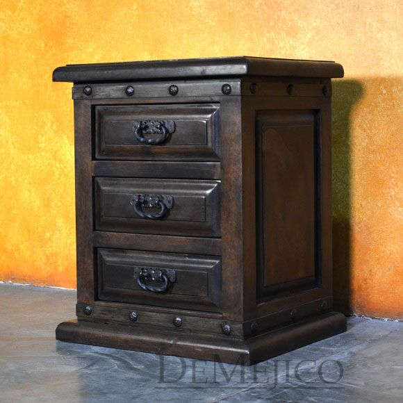 Alamo Mesquite Nightstand, 3 Drawers, Bedside Table