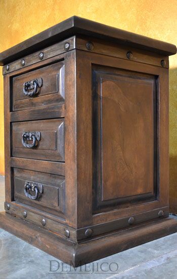 Alamo Mesquite Nightstand, 3 Drawers, Bedside Table