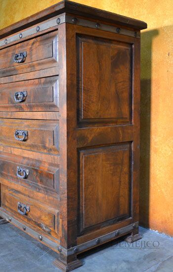 4ft Tall Mesquite Dresser, 5 Drawer Alamo Tall Dresser