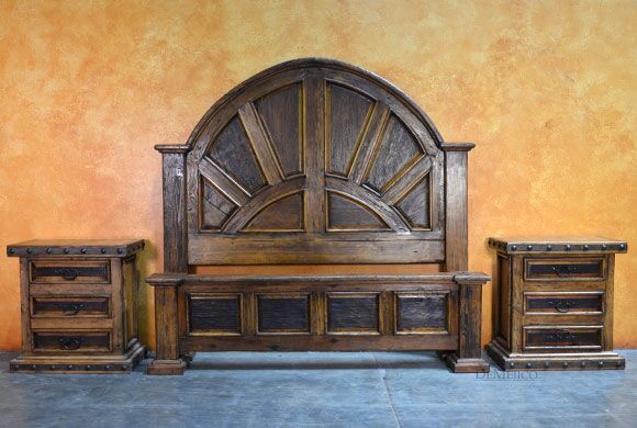 Old Wood Colonial Bed, Rustic Spanish Bed