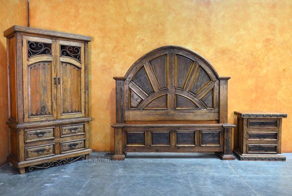 Old Wood Colonial Bed, Rustic Spanish Bed