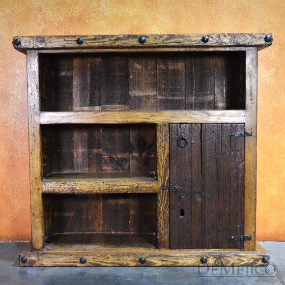 Small Old Wood Bookcase, Rustic Bookcase, Spanish Bookcase