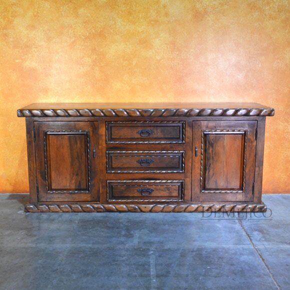 Small Chapital Buffet Cabinet, Spanish Mesquite Buffet Cabinet