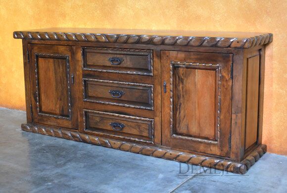 Small Chapital Buffet Cabinet, Spanish Mesquite Buffet Cabinet