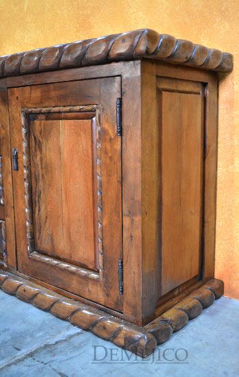 Small Chapital Buffet Cabinet, Spanish Mesquite Buffet Cabinet