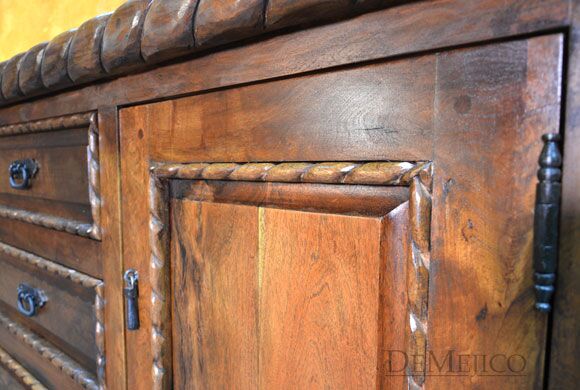 Small Chapital Buffet Cabinet, Spanish Mesquite Buffet Cabinet