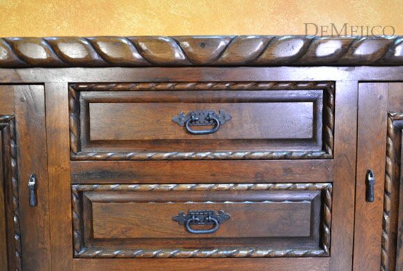 Small Chapital Buffet Cabinet, Spanish Mesquite Buffet Cabinet