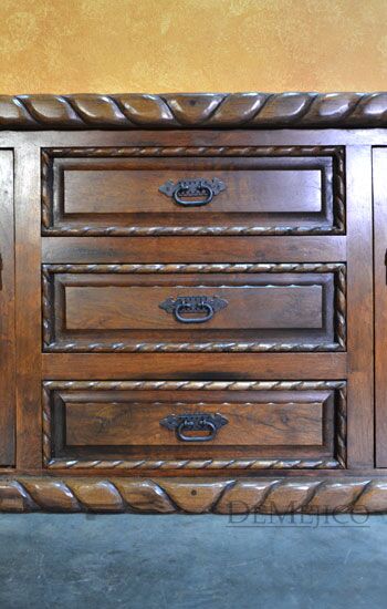 Small Chapital Buffet Cabinet, Spanish Mesquite Buffet Cabinet