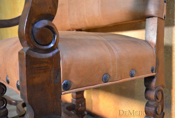 Cristy Spanish Bench, Carved Bench, Spanish Upholstered Bench
