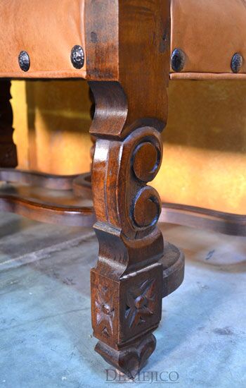 Cristy Spanish Bench, Carved Bench, Spanish Upholstered Bench
