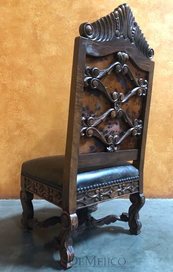 Silla Mérida, Carved Dining Chair, Spanish Colonial Armchair, Spanish Colonial Dining Chair