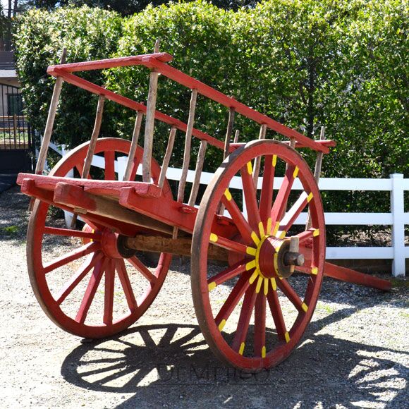 Red Antique Wagon, Mexican Antique, Antique Donkey Wagon