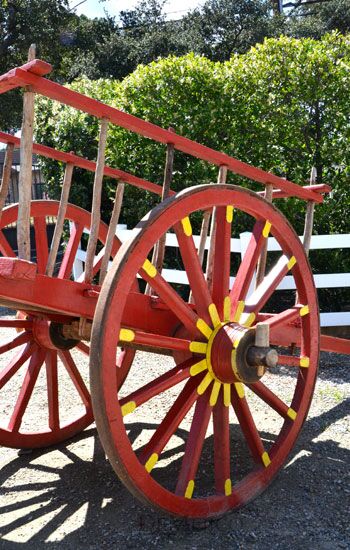 Red Antique Wagon, Mexican Antique, Antique Donkey Wagon
