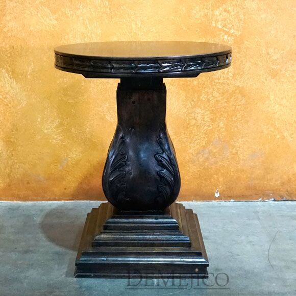 Hoja End Table, Spanish End Table, Carved End Table