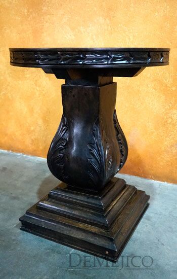 Hoja End Table, Spanish End Table, Carved End Table