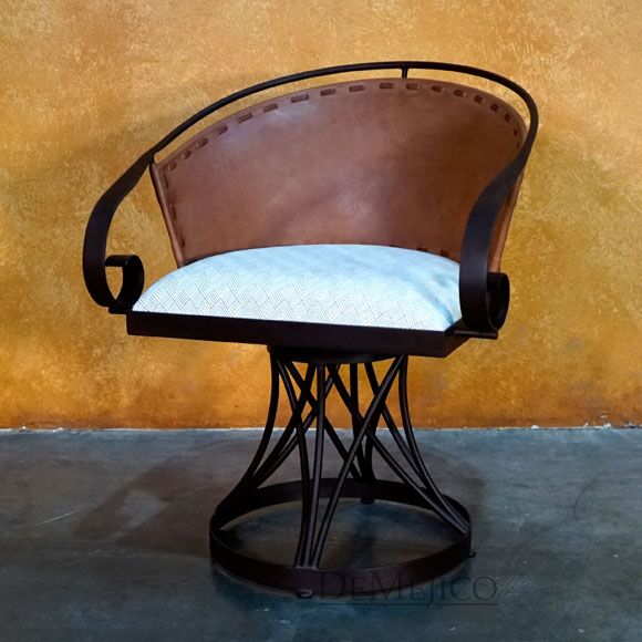Fabric Equipal Chair, Iron Equipal Chair, Traditional Mexican Chair, Iron Swivel Chair - Demejico