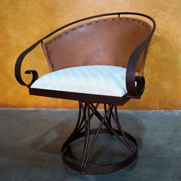 Iron Equipal Chair, Traditional Mexican Chair, Iron Swivel Chair - Demejico