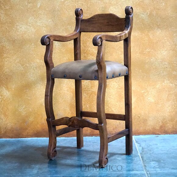 Haciendita Barstool with Arms, Spanish Barstool, Hacienda Style