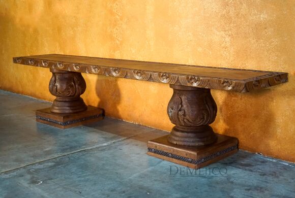 Brianna Bench, Hand Carved Bench, Mesquite Bench