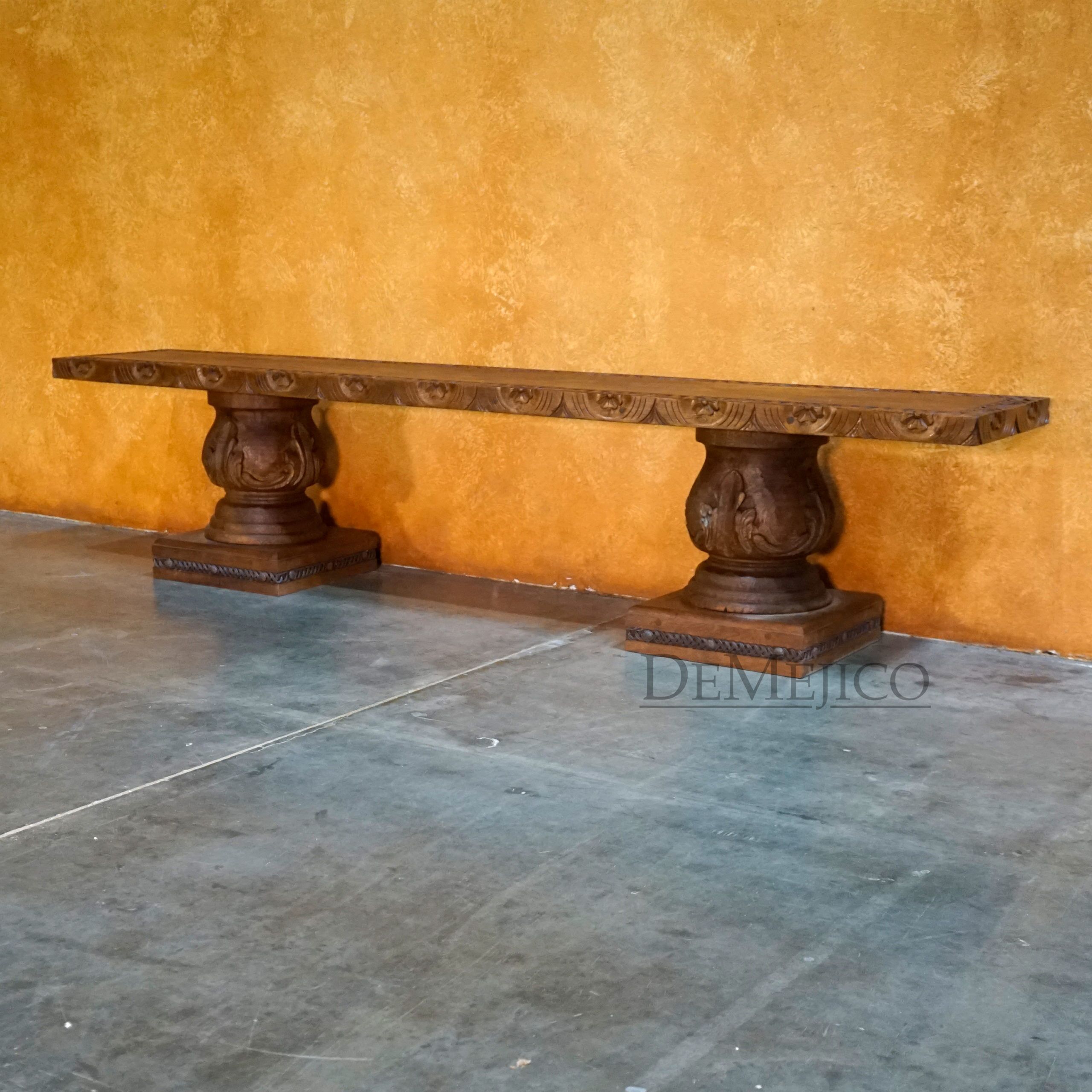 Brianna Bench, Hand Carved Bench, Mesquite Bench