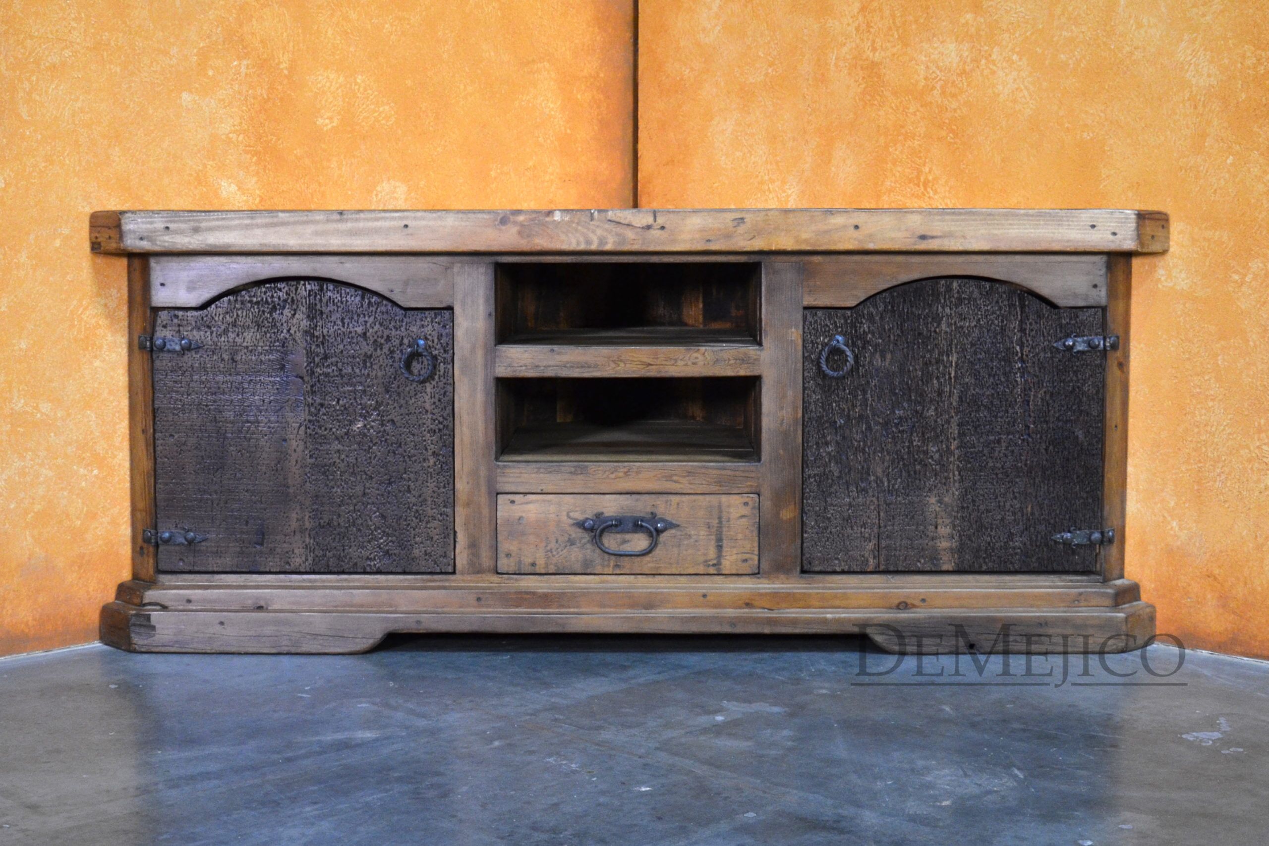Hacienda Corner TV Stand, Rustic Entertainment Center - Demejico